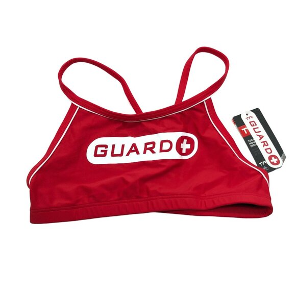 TYR Womens Diamondfit Guard Bikini Top Medium Neckline Flexible Straps Red S - Picture 1 of 7